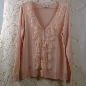 LOFT  V-NECK CARDIGAN SWEATER|SZ  LARGE|CORAL/PINK